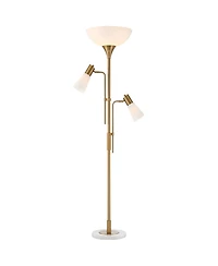 Possini Euro Design Modern Torchiere Floor Lamp with Side Lights 71" Tall Warm Gold Frosted Glass Shade for Living Room House