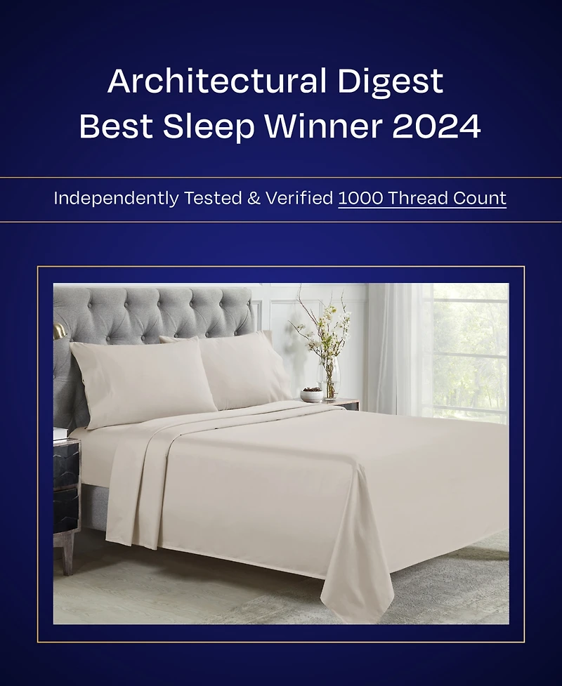 Luxury 1000 Thread Count King Sheets Set - 100% Cotton Sateen Soft, Thick & Deep Pocket