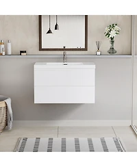 Streamdale Floating Vanity with Premium Resin Sink (36" Glossy White)