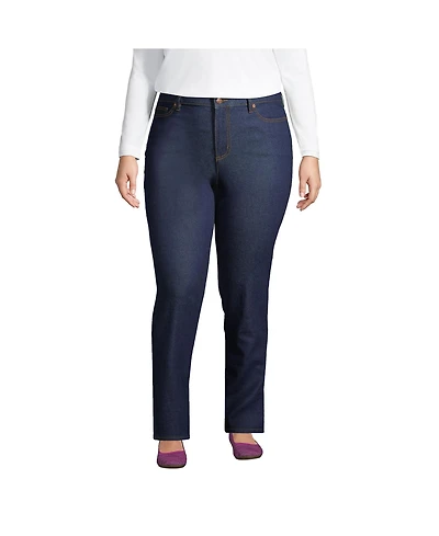Lands' End Women's Mid Rise Straight Leg Blue Jeans