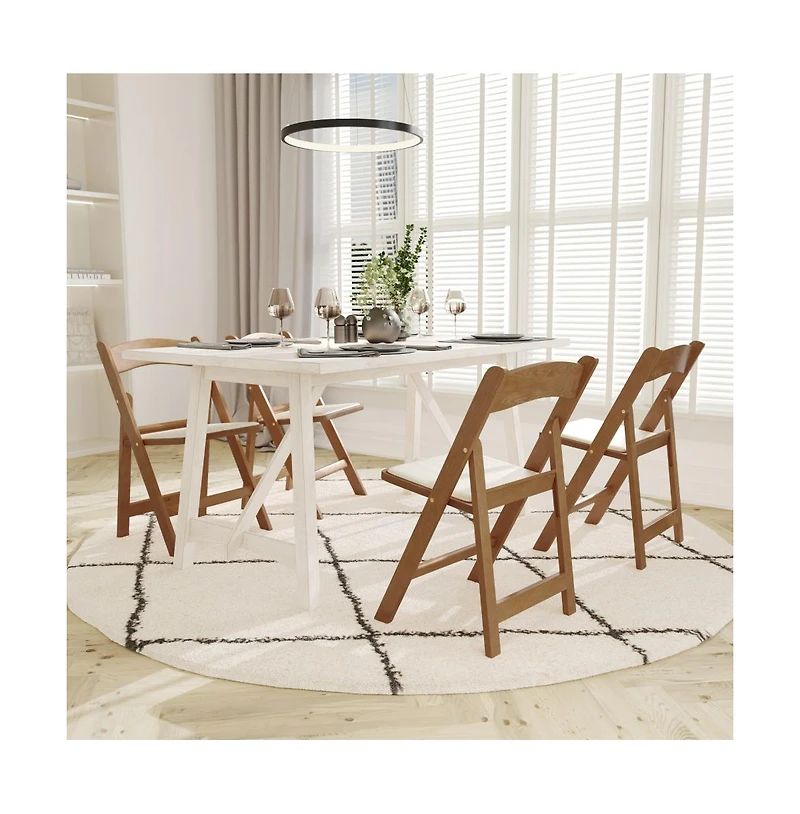 Emma+Oliver Detry Weather-Resistant Wood Look Resin Folding Event Chair For Indoor/Outdoor Use