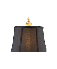 Regency Hill Traditional Buffet Table Lamps 36.5" Tall Set of 2 Gold Intricate Details Black Fabric Bell Shade for Dining Room