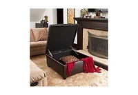 Streamdale Richmond Faux Leather Storage Ottoman with Rosewood Legs