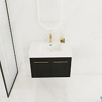 Modern Bathroom Vanity Unique Resin Sink, Soft Close Hinges, Durable Plywood