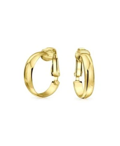 Bling Jewelry Classic Basic Simple Lightweight Clip On Hoop Earrings Non Pierced Ears Gold Plated Sterling Silver .75 Diameter