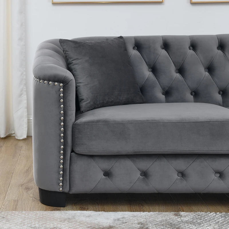 Streamdale Chesterfield Sofa with Velvet, Nail Trim