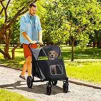 PawHut One-Click Foldable Dog Stroller for M L Dogs, Pet Stroller,
