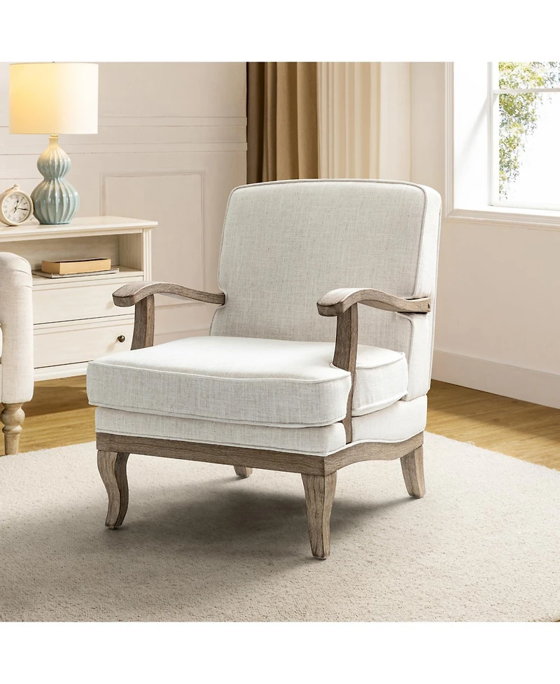 Rinaldo Wooden Upholstered Armchair with Legs