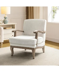 Rinaldo Wooden Upholstered Armchair with Legs
