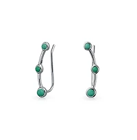 Bling Jewelry Minimalist 3 Blue Natural Turquoise Curved Ear Pin Warp Climbers Earrings Ear Crawlers Sterling Silver