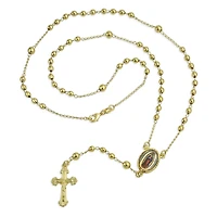 Bling Jewelry Prayer Rosario Crucifijo Crucifix Cross Catholic Virgin Mother Mary Rosary Beads Necklace 18K Gold Plated Brass