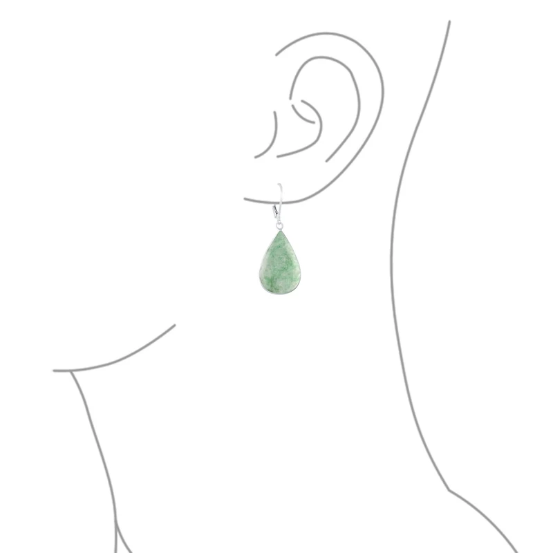 Bling Jewelry Large Iridescent Shell Stone Pear Shaped Teardrop Dangle Lever back Earrings Sterling Silver