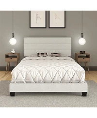 Boyd Sleep Ravenna Upholstered Linen Adjustable Height Headboard Platform Bed Frame