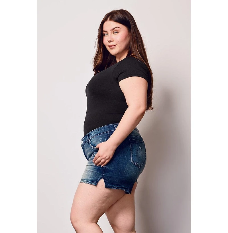 Slink Jeans Plus Denim Side Vents Shorts