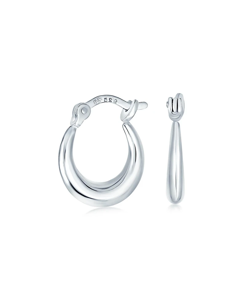 Bling Jewelry Round Circle Finish Crescent Tapered Tube Hoop Earrings Sterling Silver Hinged Notched Post