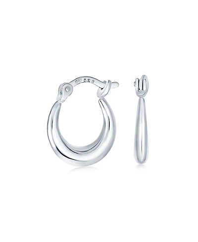 Bling Jewelry Round Circle Finish Crescent Tapered Tube Hoop Earrings Sterling Silver Hinged Notched Post