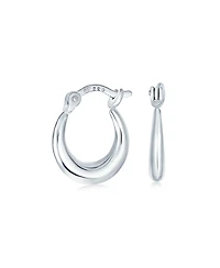 Bling Jewelry Round Circle Finish Crescent Tapered Tube Hoop Earrings Sterling Silver Hinged Notched Post