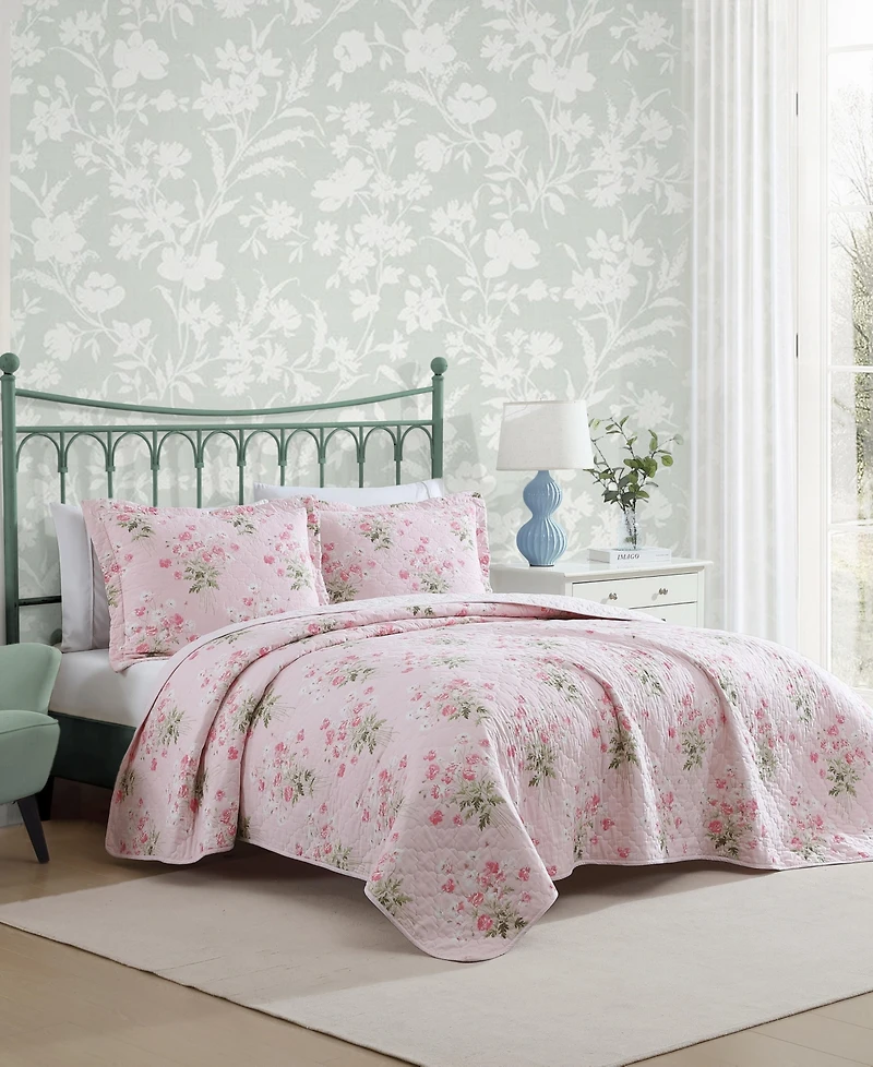 Laura Ashley Veronicas Bouquet Reversible 3 Piece Quilt Set, King