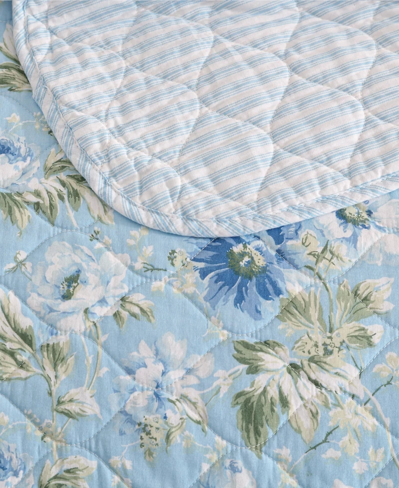 Laura Ashley Peony Garden Reversible 3 Piece Quilt Set