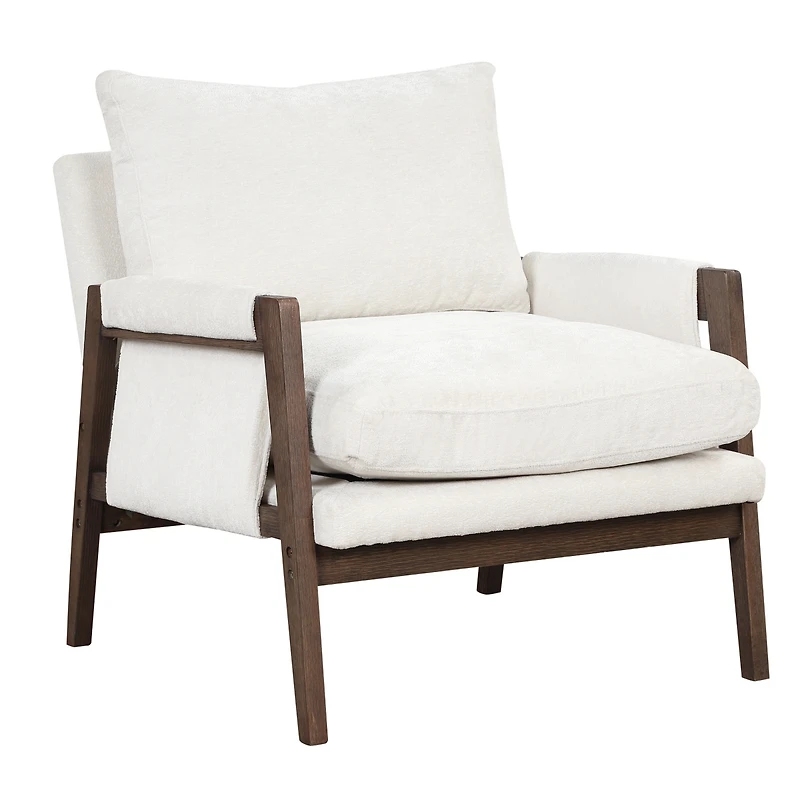 Streamdale Furniture Mid-Century Modern Velvet Accent Armchair, White