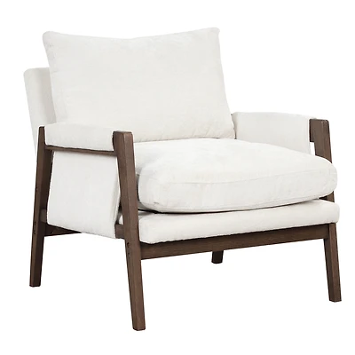 Streamdale Furniture Mid-Century Modern Velvet Accent Armchair, White