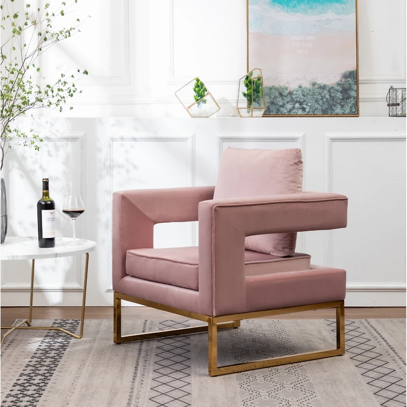 Streamdale Furniture Contemporary Upholstered Accent Arm Chair, Pink