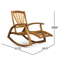 Simplie Fun All-Weather Acacia Wood Rocking Chair with Retractable Footrest