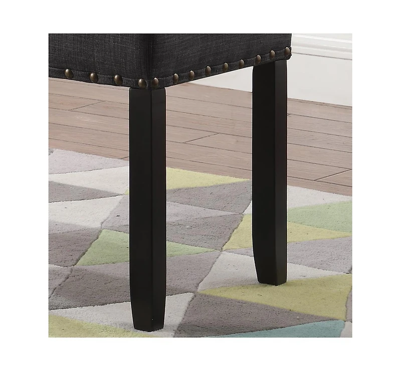 Streamdale Fabric Dining Bench with Nailhead Trim, Grey