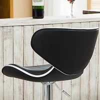 Streamdale Adjustable Upholstered Swivel Barstool Set of 2, Black