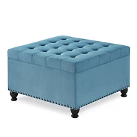 Streamdale Furniture Button Tufted Square Storage Ottoman with Wooden Legs for Living/Bedroom