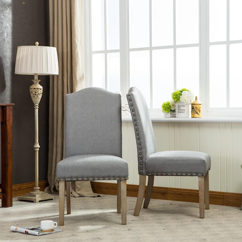 Streamdale Grey Nailhead Parson Chair Set (2)