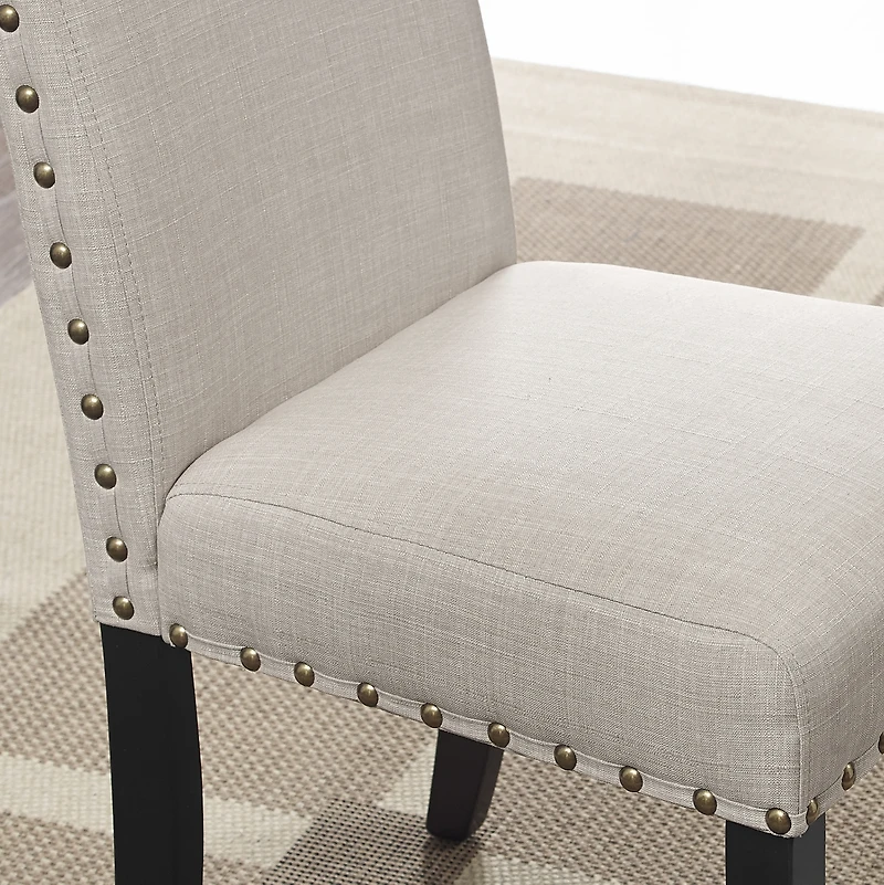 Streamdale Tan Fabric Counter Height Stools with Nailhead Trim, Set of 2