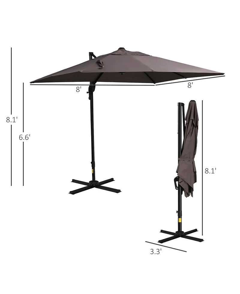 Spacious Cantilever Umbrella with Adjustable Shade, 8x8ft Canopy