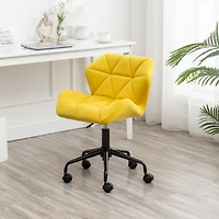 Simplie Fun Diamond Tufted Adjustable Swivel Office Chair, Yellow