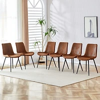 Modern Suede Dining Chair with Curved Widened Cushion (Set of 6)