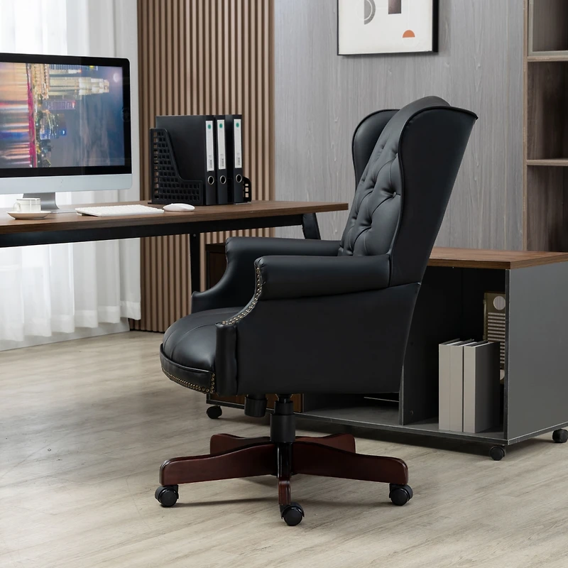 Streamdale Furniture Pneumatic height adjustable office chair with plush leather