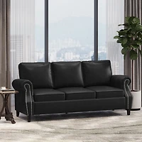 Streamdale Contemporary Faux Leather Upholstered Sofa with Nailhead Accents