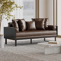 Streamdale Furniture Contemporary Faux Leather Loveseat with Accent Pillows