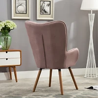 Simplie Fun Contemporary Silky Velvet Tufted Button Back Accent Chair, Mauve