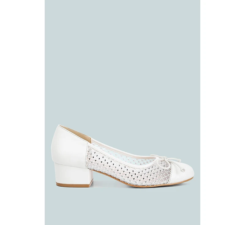 Tudum Rhinestone Detail Mesh Ballerinas