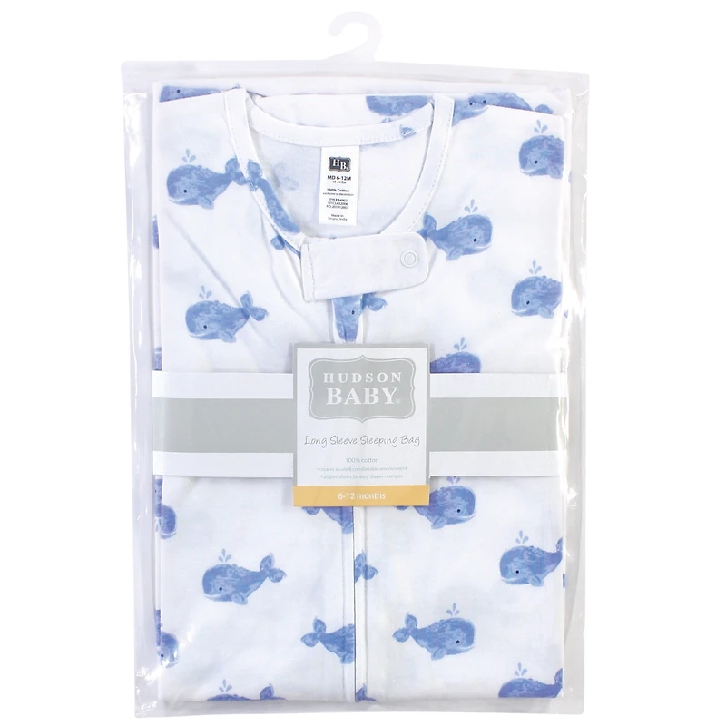 Hudson Baby Boys Unisex Cozy Long-Sleeved Cotton Jersey Sleep Sack