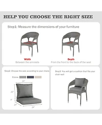 Aoodor Outdoor Chair Cushions Set of 2, 24"x24", Water Resistant Outdoor Deep Seat Cushions with Handle & Adjustable Straps.