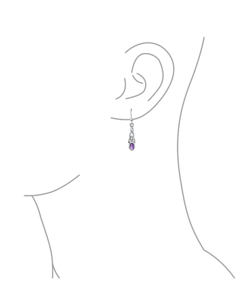 Bling Jewelry Amethyst Moonstone Amber Love Knot Dangle Earrings Celtic Fish Hook Silver