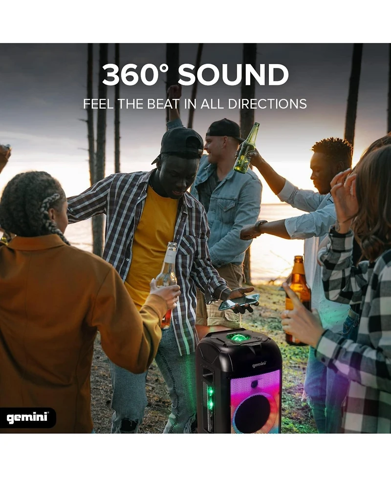 Gemini 360° Portable Bluetooth Speaker w/ Led Party Lighting