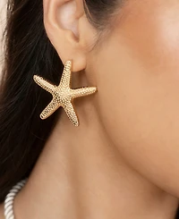 Ettika 18k Gold Plated Zinc Starfish Large Statement Stud Earrings