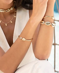 Ettika 18k Gold Plated Swirled Shell Cuff Bracelet