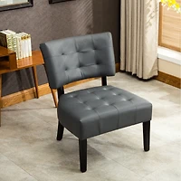 Simplie Fun Blended Leather Tufted Accent Chair with Oversized Seating, Gray
