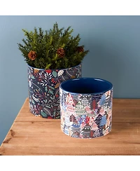 Slickblue Berry And Pine Tree Holiday Planter (Set of 4)