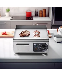 1800W 14" Electric Countertop Griddle Flat Top Commercial Restaurant Bbq Grill