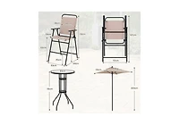 Slickblue 4 Pieces Outdoor Bar Set with Umbrella-Beige
